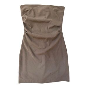 Strapless Ruched Bodycon Mini Dress Size S Taupe  Mocha Tube Strapless Dress